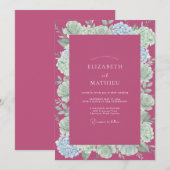 Invitation Mariage aux Succulentes Framboise (Devant / Derrière)