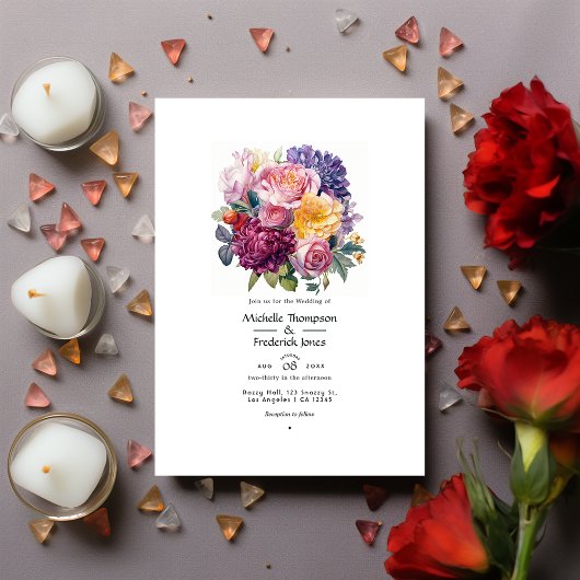 Invitation Mariage aux tons de bijoux et floraux verts