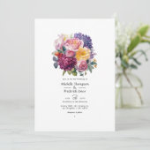 Invitation Mariage aux tons de bijoux et floraux verts (Debout devant)