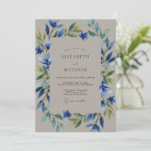 Invitation Mariage aux tons de taupe et pervenche (Debout devant)