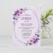 Invitation Mariage aux tons violets Lilac rose vif (Debout devant)