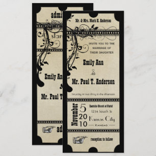 Invitation Mariage aux tourbillons de texte funky noir