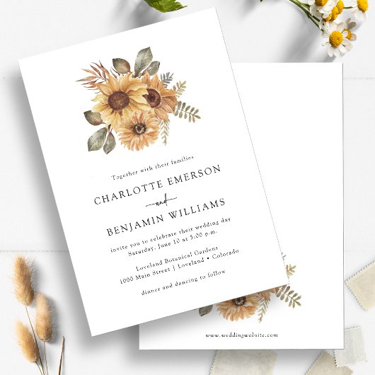Invitation Mariage aux Tournesols Rustiques