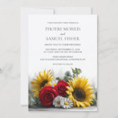 Invitation Mariage aux Tournesols Rustiques et Roses (Devant)