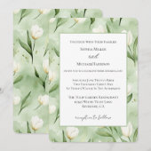 Invitation Mariage aux Tulipes Blanches et Vertes Pretty (Devant / Derrière)