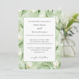 Invitation Mariage aux Tulipes Blanches et Vertes Pretty