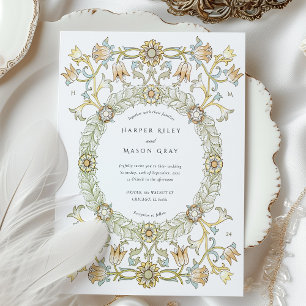 Invitation Mariage aux Tulipes Victoriennes William Morris