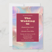 Invitation Mariage aux vagues abstraites pastel rétro groovy (Devant)