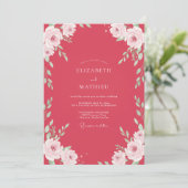Invitation Mariage aux vignes blanches et framboise (Debout devant)