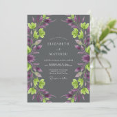 Invitation Mariage aux vignes Chartreuse et Améthyste (Debout devant)