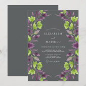 Invitation Mariage aux vignes Chartreuse et Améthyste (Devant / Derrière)