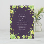 Invitation Mariage aux vignes chartreuse et prune (Debout devant)
