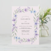 Invitation Mariage aux vignes de lilas pervenche (Debout devant)