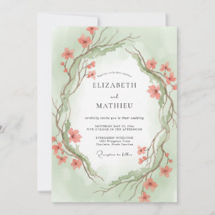 Invitation Mariage aux vignes de menthe et d'abricot