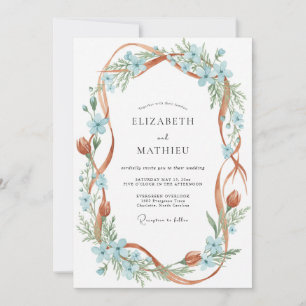 Invitation Mariage aux vignes de pervenche en terre cuite