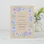Invitation Mariage aux vignes de tan et pervenche (Debout devant)