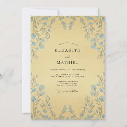 Invitation Mariage aux Vignes Jaune Beurré (Devant)