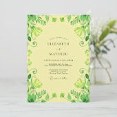 Invitation Mariage aux vignes jaune pâle (Debout devant)