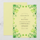 Invitation Mariage aux vignes jaune pâle (Devant / Derrière)
