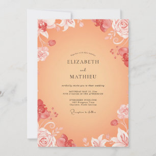 Invitation Mariage aux vignes peintes d'abricot