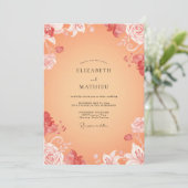 Invitation Mariage aux vignes peintes d'abricot (Debout devant)