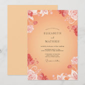 Invitation Mariage aux vignes peintes d'abricot (Devant / Derrière)