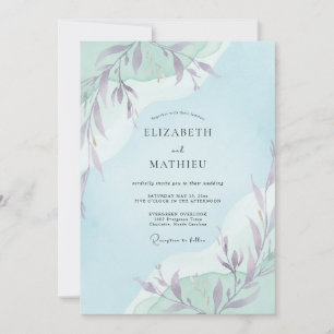Invitation Mariage aux vignes peintes de lavande et de menthe