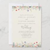 Invitation Mariage avant et arrière du Fleur sauvage multicou (Devant)