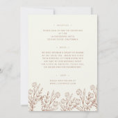 Invitation Mariage avant et arrière en terre cuite crème fleu (Dos)