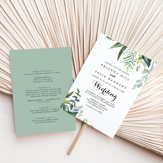 Invitation Mariage avant et arrière Tropical Green Classy