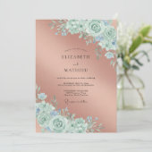 Invitation Mariage avec accent botanique de menthe (Debout devant)