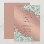 Invitation Mariage avec accent botanique de menthe (Devant / Derrière)
