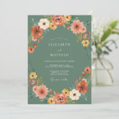 Invitation Mariage avec accent floral vert (Debout devant)
