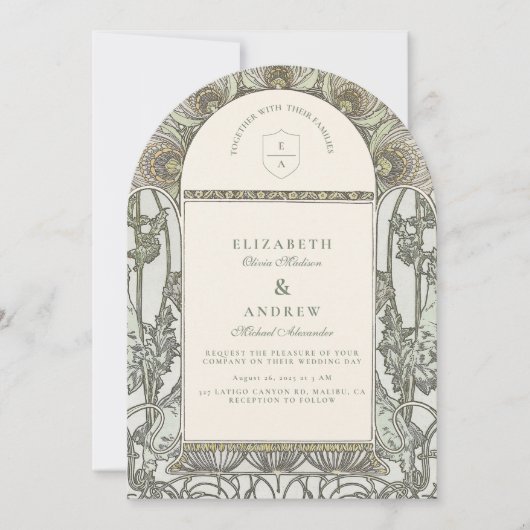 Invitation Mariage avec Arche Botanique Européenne (Devant)