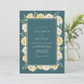 Invitation Mariage avec Arche Botanique Jaune Sarcelle (Debout devant)