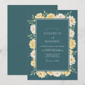 Invitation Mariage avec Arche Botanique Jaune Sarcelle (Devant / Derrière)