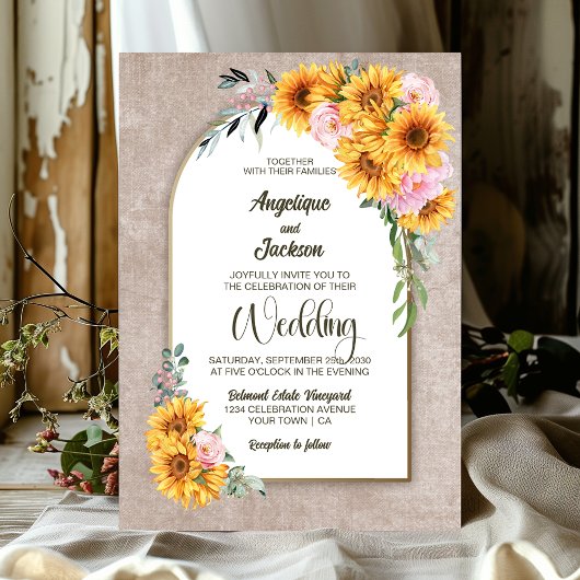 Invitation Mariage avec Arche de Soleil Rustique