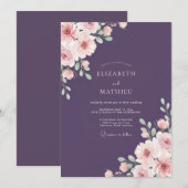 Invitation Mariage avec Arche Fleurie de Prune (Devant / Derrière)