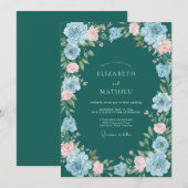 Invitation Mariage avec Arche Fleurie de Teal (Devant / Derrière)