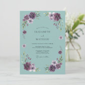 Invitation Mariage avec Arche Fleurie Violet Profond (Debout devant)