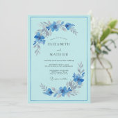 Invitation Mariage avec Arche Florale Bleu Ciel (Debout devant)
