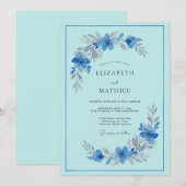 Invitation Mariage avec Arche Florale Bleu Ciel (Devant / Derrière)