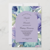 Invitation Mariage avec Arche Florale Bleu Violet Vert (Devant)