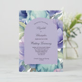 Invitation Mariage avec Arche Florale Bleu Violet Vert (Debout devant)