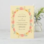 Invitation Mariage avec Arche Florale de Corail Jaune (Debout devant)