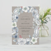 Invitation Mariage avec Arche Florale de Cristal Gris (Debout devant)