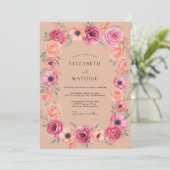 Invitation Mariage avec Arche Florale de Quartz Rose (Debout devant)