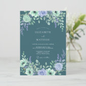 Invitation Mariage avec Arche Florale Lavande Sarcelle (Debout devant)