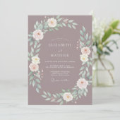 Invitation Mariage avec Arche Florale Mauve (Debout devant)