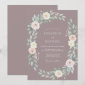 Invitation Mariage avec Arche Florale Mauve (Devant / Derrière)